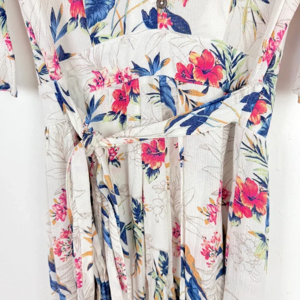 NWT American Eagle Floral Kimono Romper Dress Botanical Maxi Size 2 NEW - Picture 4 of 16